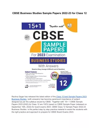 cbse business studies sample papers 2022