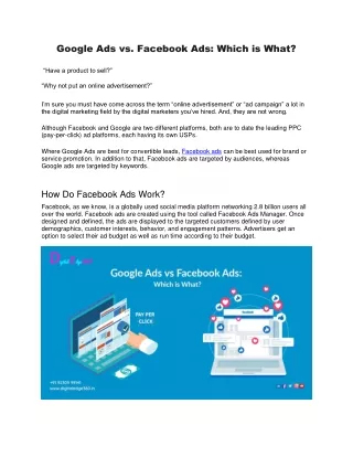 Facebook vs. Google Ads - Which is what?