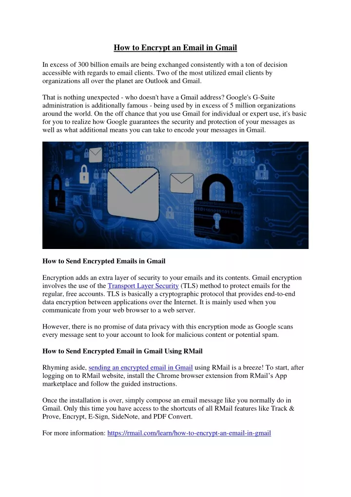 how to encrypt an email in gmail