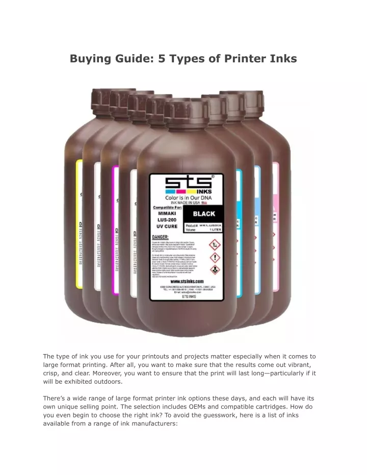 buying guide 5 types of printer inks