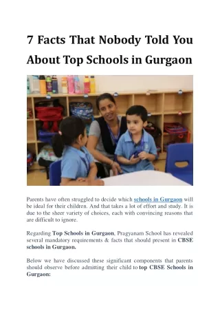 7 Facts That Nobody Told You About Top Schools in Gurgaon