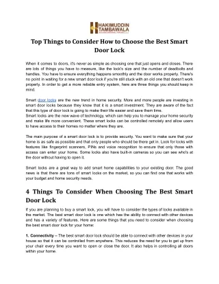 Top Things to Consider How to Choose the Best Smart Door Lock