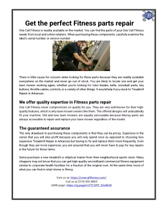 Get the perfect Fitness parts repair