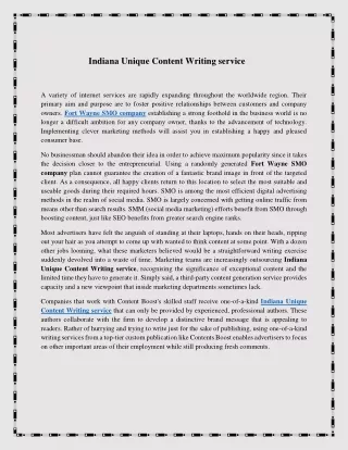 Indiana Unique Content Writing service