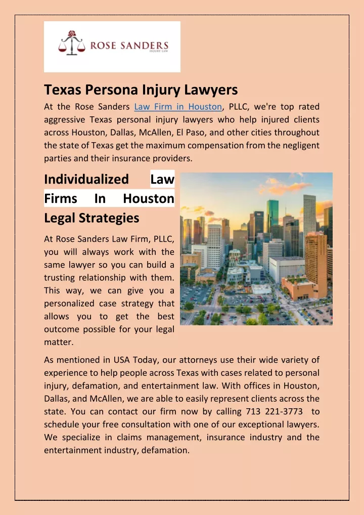texas persona injury lawyers at the rose sanders