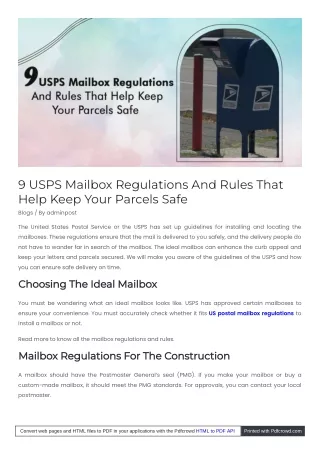 usps_mailbox_regulations_and_rules