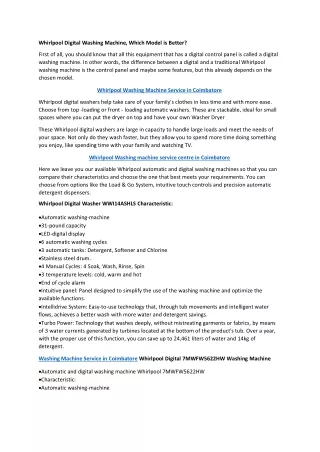 whirlpool digital washing machine which model