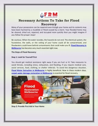 Necessary Actions To Take for Flood Recovery