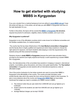 How to get started with studying MBBS in Kyrgyzstan