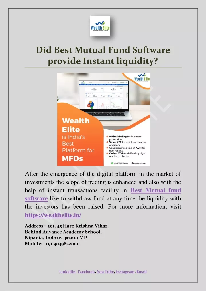 did best mutual fund software provide instant