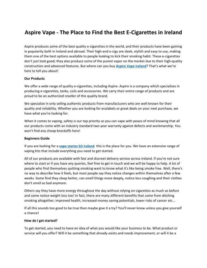 aspire vape the place to find the best