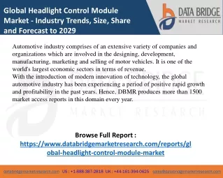 Headlight Control Module Market Analysis, Regional Outlook, Business Landscape