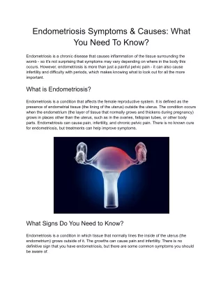 Endometriosis Symptoms & Causes What You Need To Know