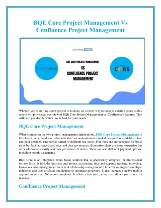 bqe core project management vs confluence project