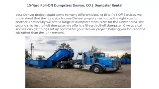 15-Yard Roll-Off Dumpsters Denver