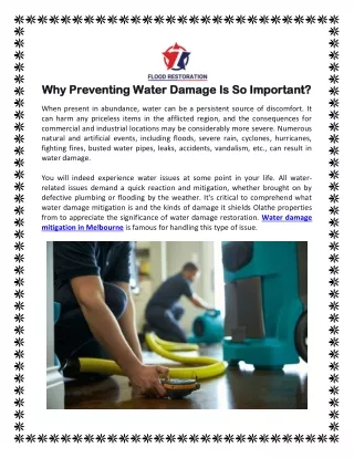 Why Preventing Water Damage Is So Important