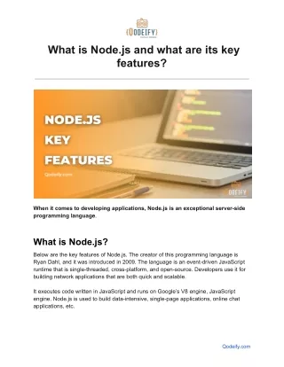 What is Node.js and what are its key features_