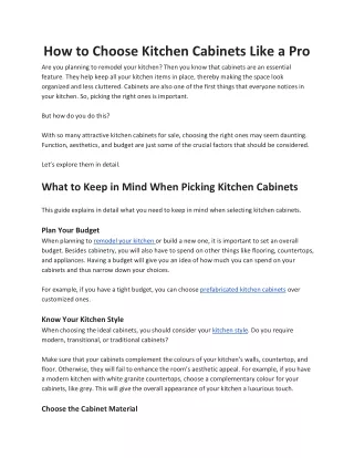 How to Choose Kitchen Cabinets Like a Pro