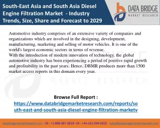 South-East Asia and South Asia Diesel Engine Filtration Market Leader, Market De
