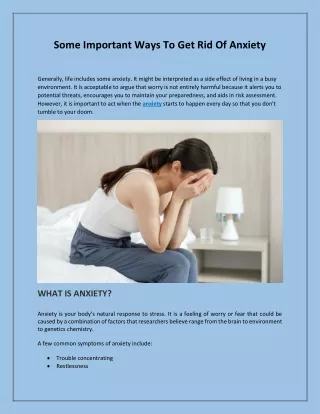 some important ways to get rid of anxiety