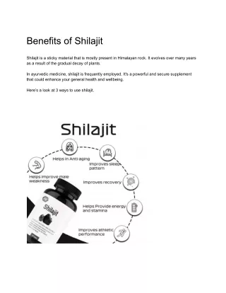 Benefits of Shilajit