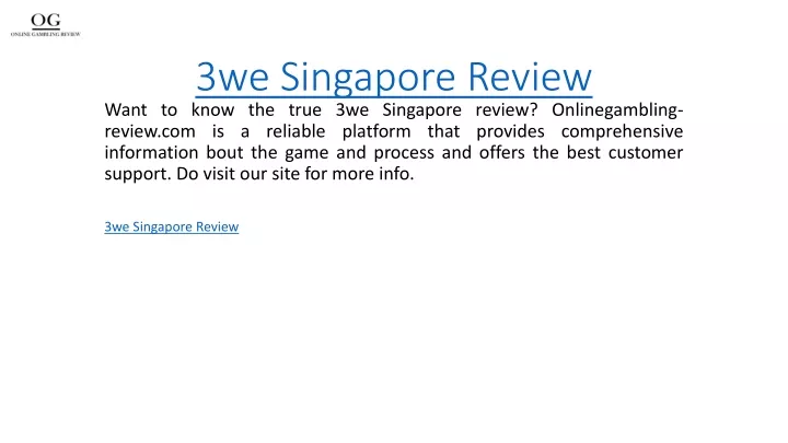 3we singapore review