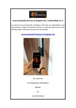 Local Locksmith Services In Kingston Uk  Locksmithds.co.uk