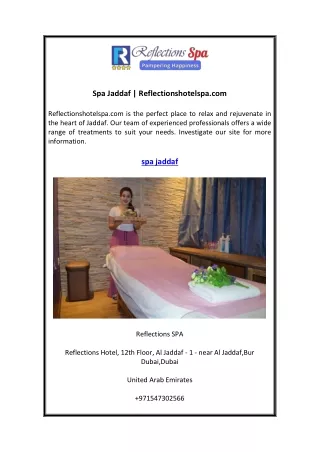 Spa Jaddaf Reflectionshotelspa.com