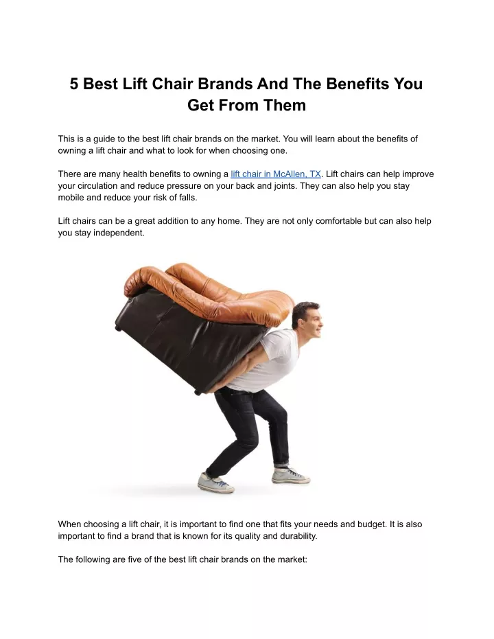 5 best lift chair brands and the benefits