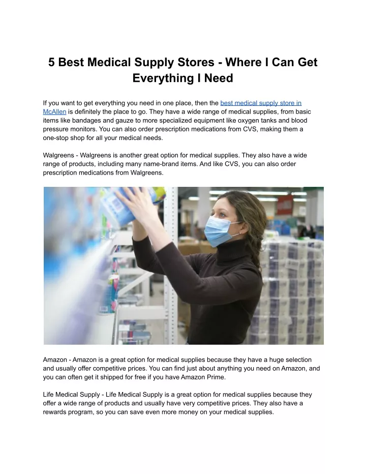 5 best medical supply stores where