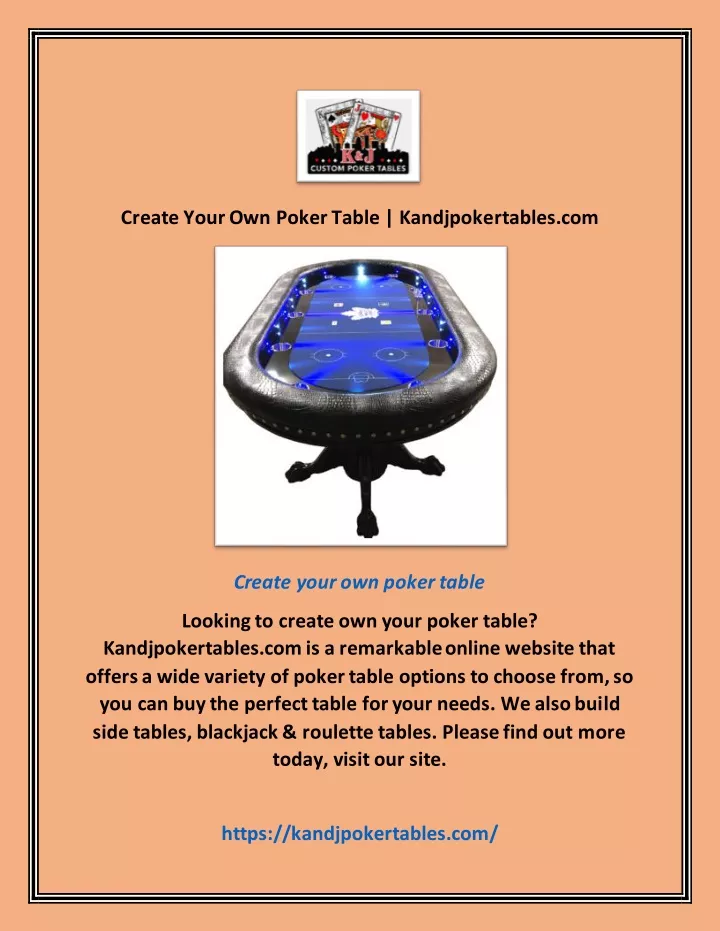 create your own poker table kandjpokertables com