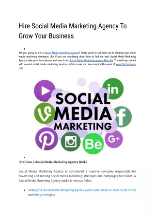 Hire Social Media Marketing Agency To Grow Your Business