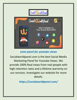 Smm Panel for Youtube Views | Socialworldpanel.com