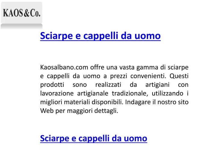 sciarpe e cappelli da uomo