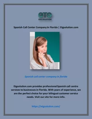 Spanish Call Center Company In Florida | Etgsolution.com