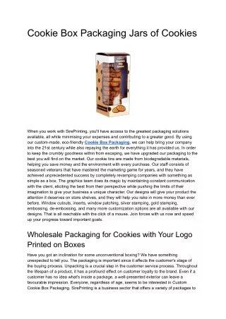 Cookie Box Packaging Jars of Cookies
