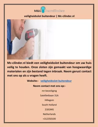 veiligheidsslot buitendeur | Mc-cilinder.nl