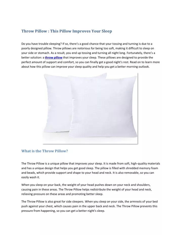 throw pillow this pillow improves your sleep