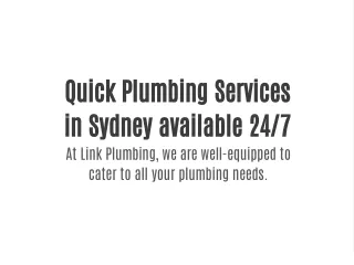 Quick Plumbing Services in Sydney available 24/7