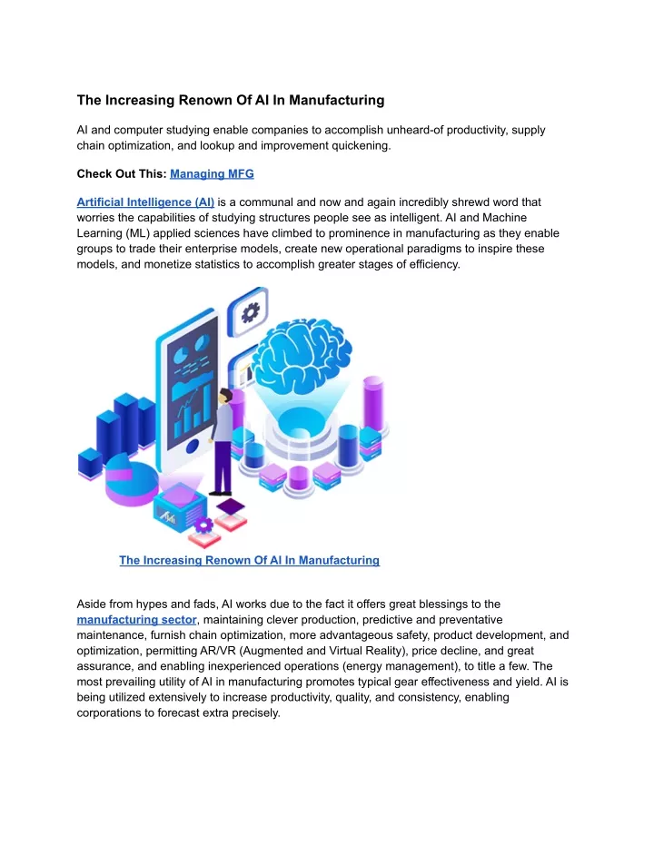 the increasing renown of ai in manufacturing