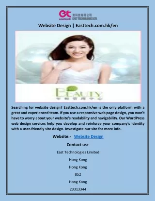 Website Design | Easttech.com.hk/en