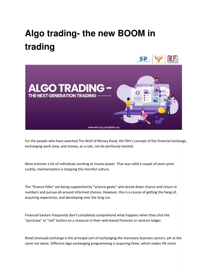 algo trading the new boom in trading