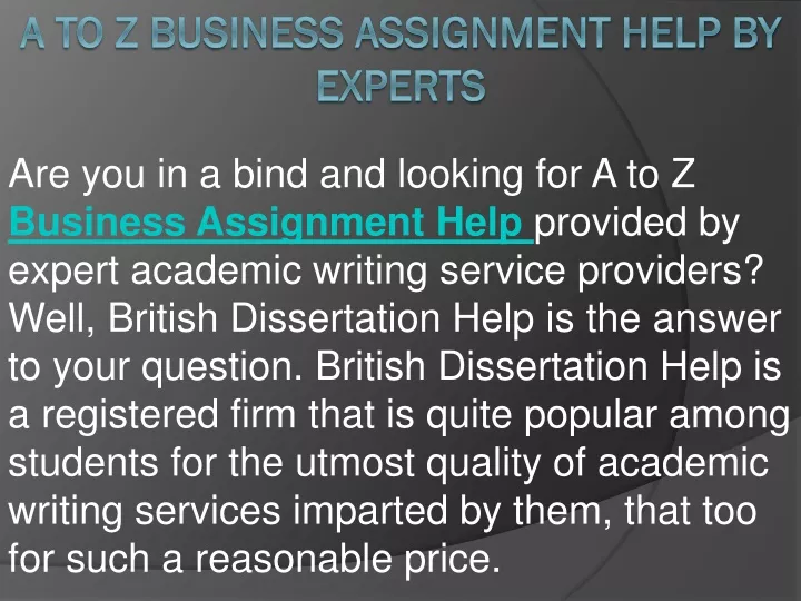 a to z business assignment help by experts