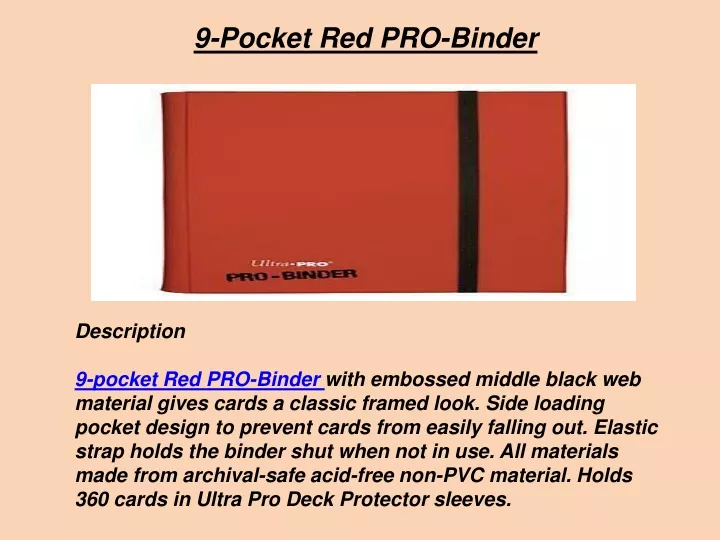 9 pocket red pro binder