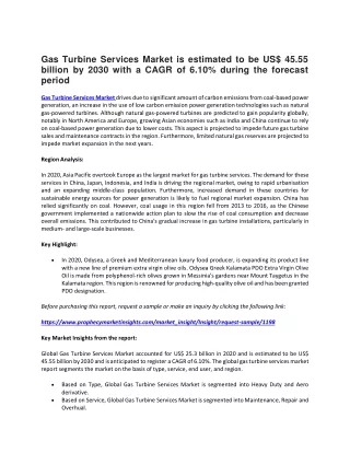 gas turbine services market is estimated