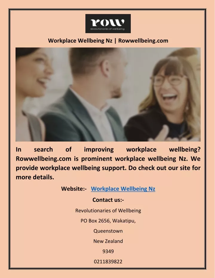 workplace wellbeing nz rowwellbeing com