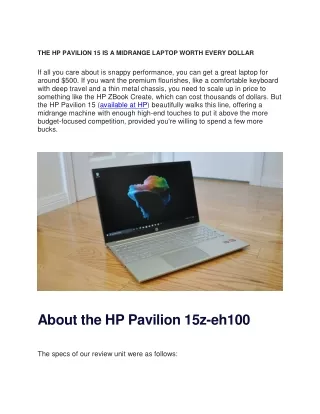 THE HP PAVILION 15 IS A MIDRANGE LAPTOP WORTH EVERY DOLLAR