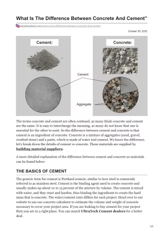 What Is The Difference Between Concrete And Cement ?