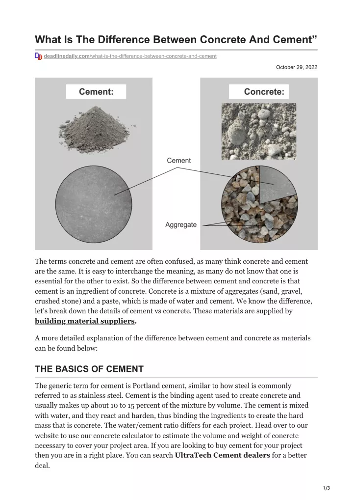 what is the difference between concrete and cement