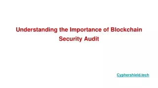 Understanding the Importance of Blockchain Security Audit